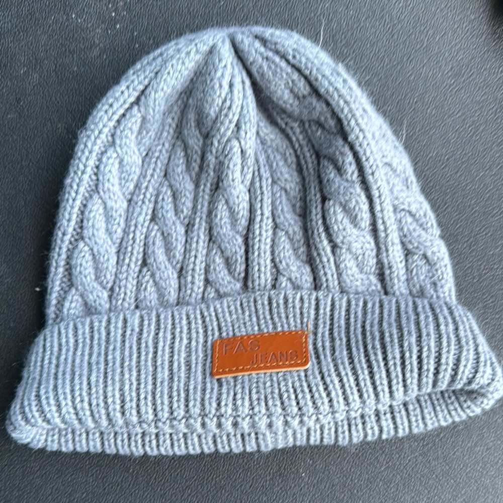 Gray Cable Knit Kids Hat